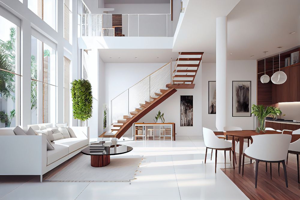 Stylish modern interior Idea for home design, beautiful luxurious living room, cozy living room with stylish sofa
