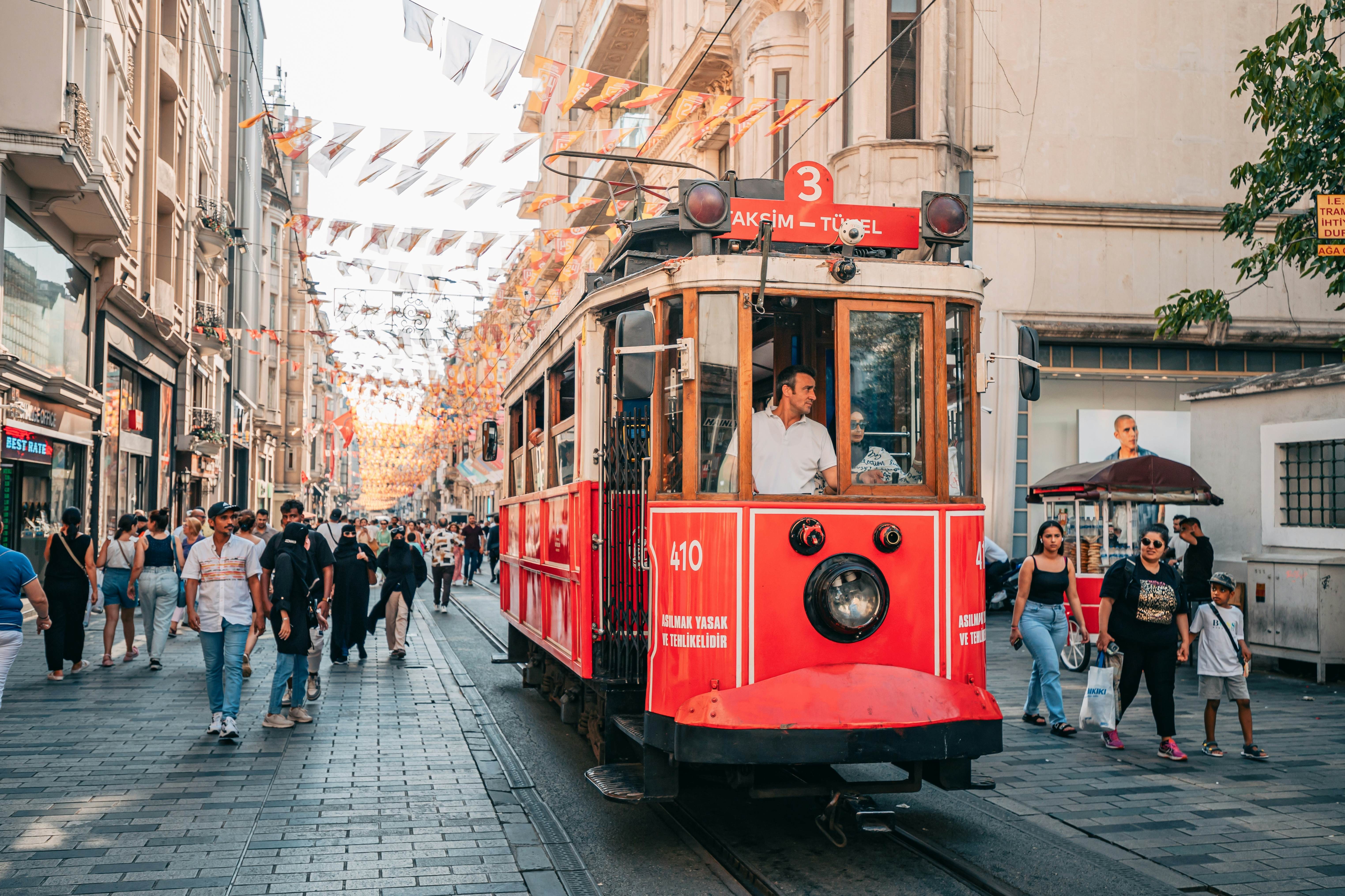 A vibrant scene on Istiklal Avenue in Taksim, Turkey